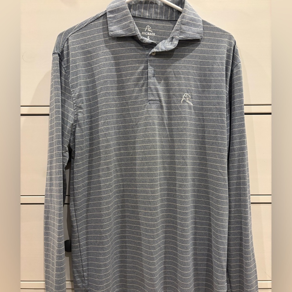 Rhoback Heathered Blue Striped Polo